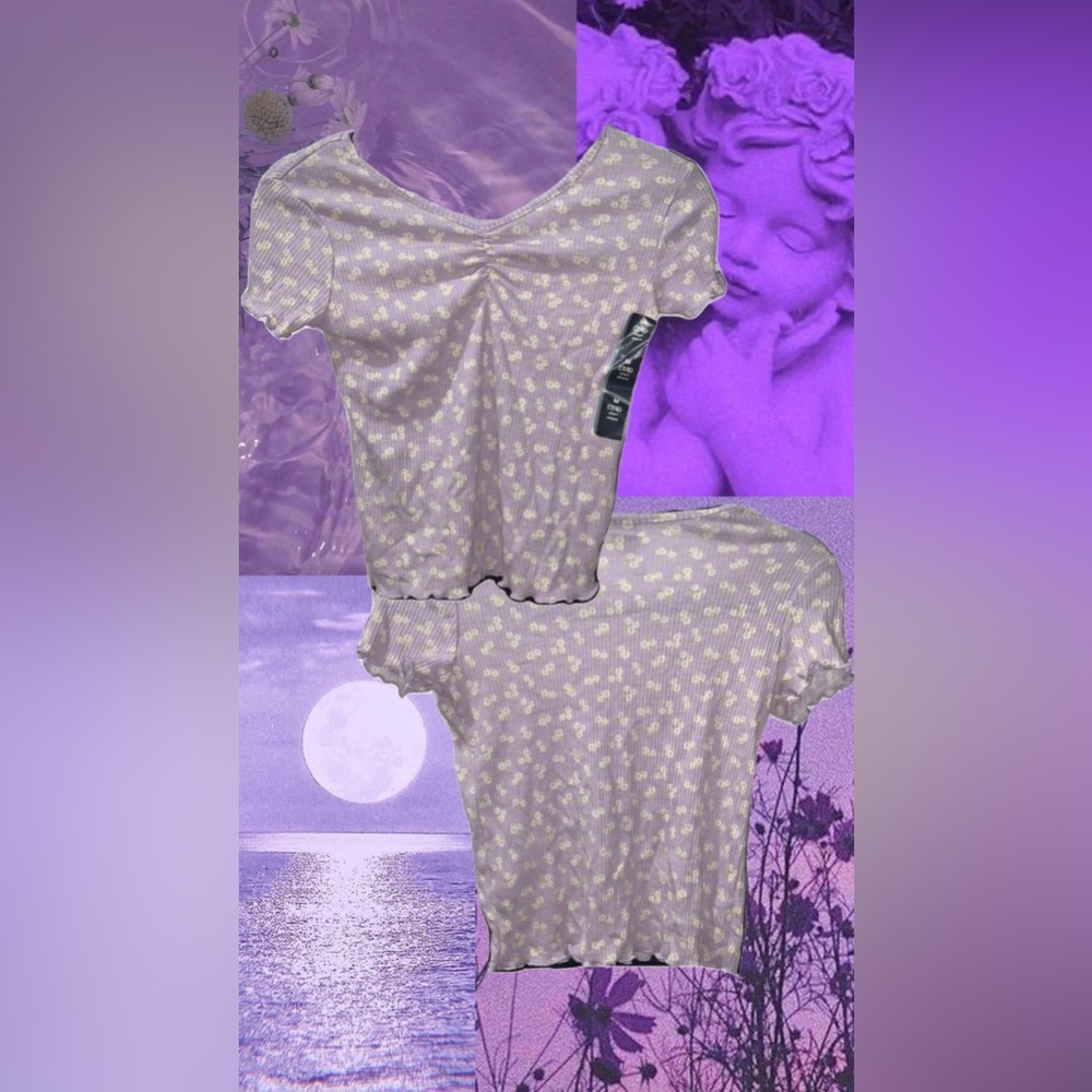 PURPLE TOP WITH WHITE FLOWERS: MEDIUM - ART CLASS/ TARGET